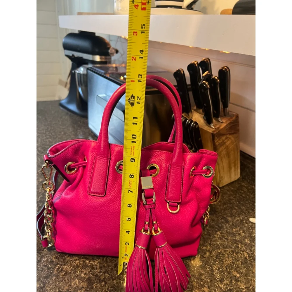 Michael Kors Camden Medium Leather Drawstring Satchel Bag - Picture 12 of 13